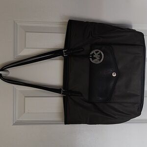 Michael Kors black vinyl tote